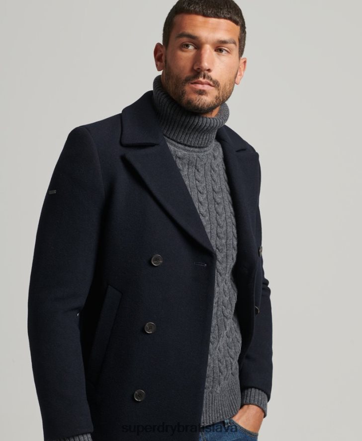 Superdry muži Krátky kabátik z vlnenej zmesi 6B4ZTR1146 oblečenie námorníctvo