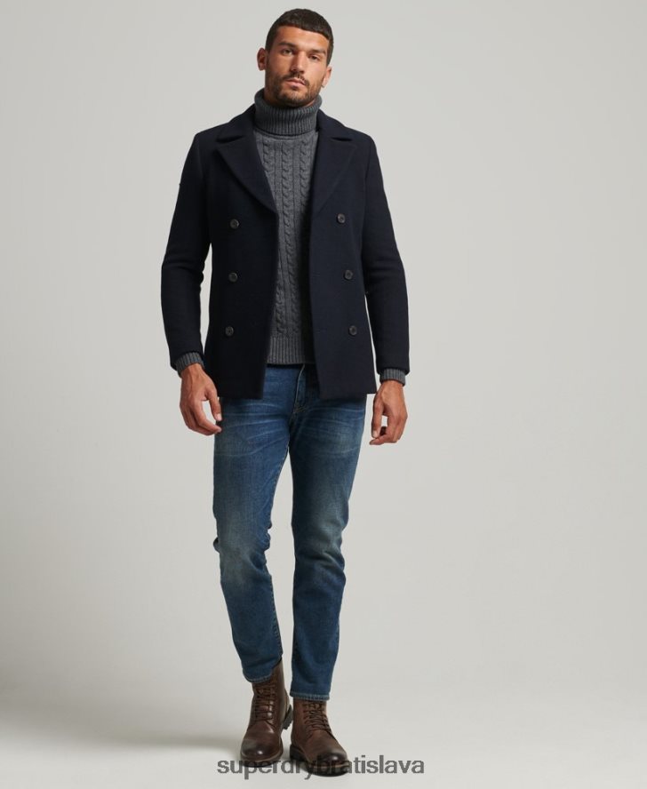 Superdry muži Krátky kabátik z vlnenej zmesi 6B4ZTR1146 oblečenie námorníctvo