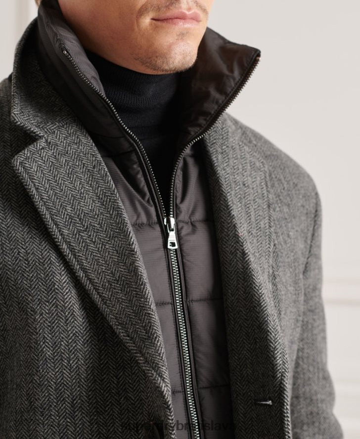 Superdry muži Studios vlnený vypchatý mestský kabát 6B4ZTR1167 oblečenie tmavošedý