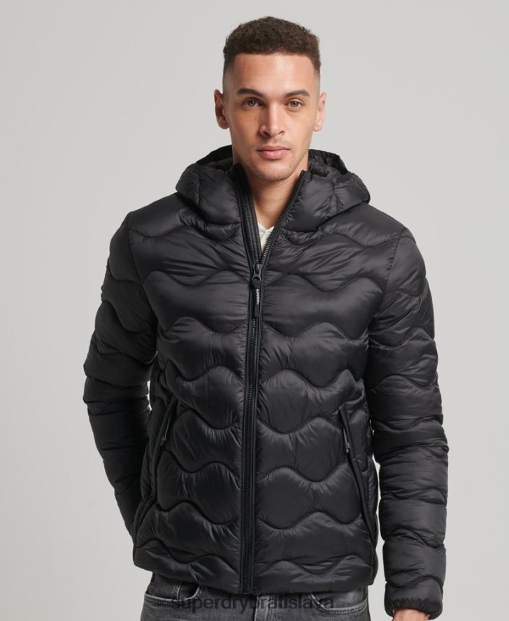 Superdry muži ľahký vatovaný kabát s kapucňou 6B4ZTR1001 oblečenie čierna