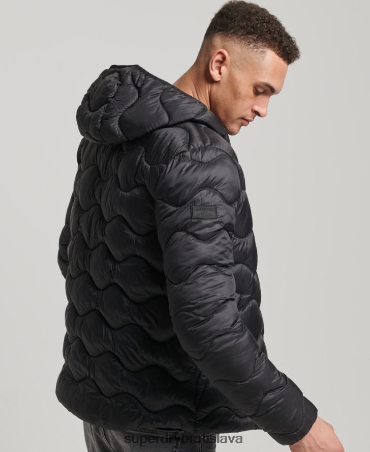 Superdry muži ľahký vatovaný kabát s kapucňou 6B4ZTR1001 oblečenie čierna