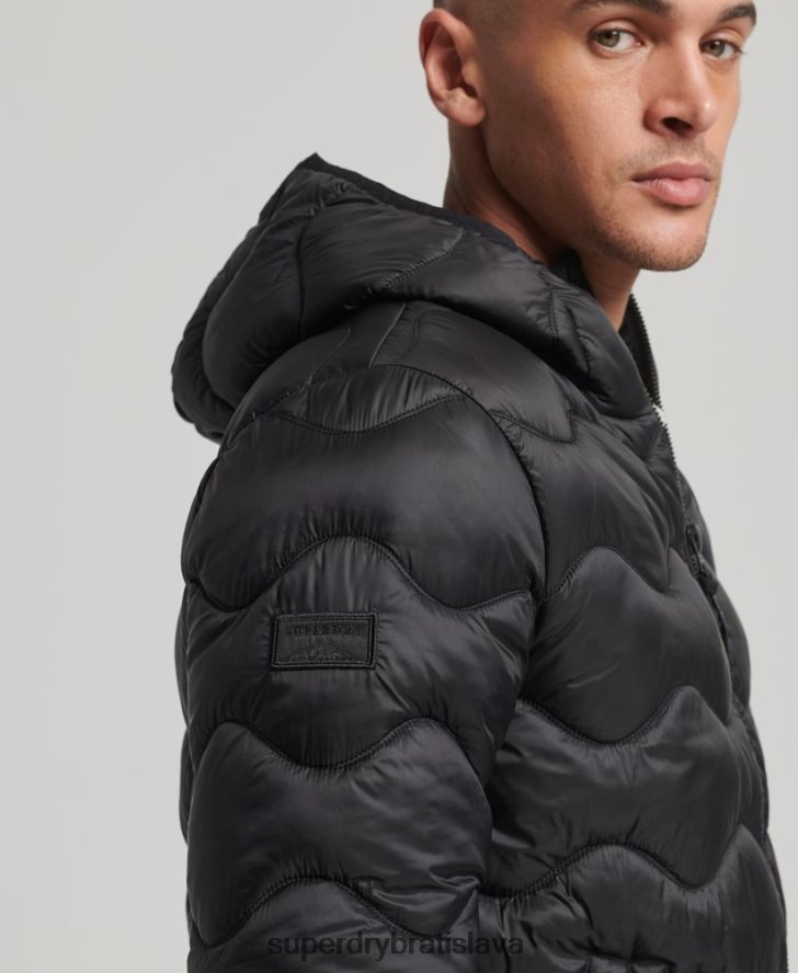 Superdry muži ľahký vatovaný kabát s kapucňou 6B4ZTR1001 oblečenie čierna