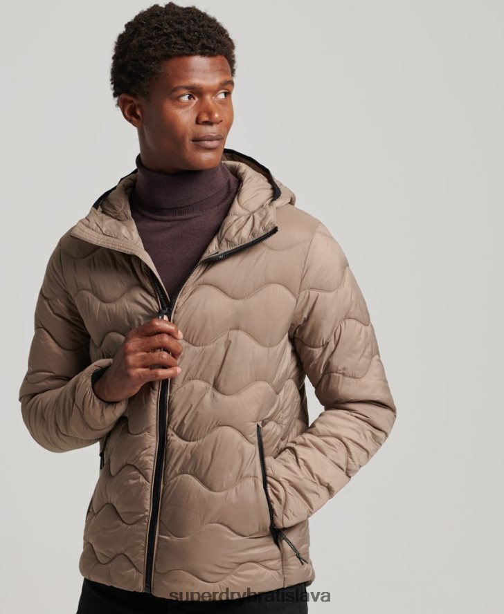 Superdry muži ľahký vatovaný kabát s kapucňou 6B4ZTR1002 oblečenie hnedá