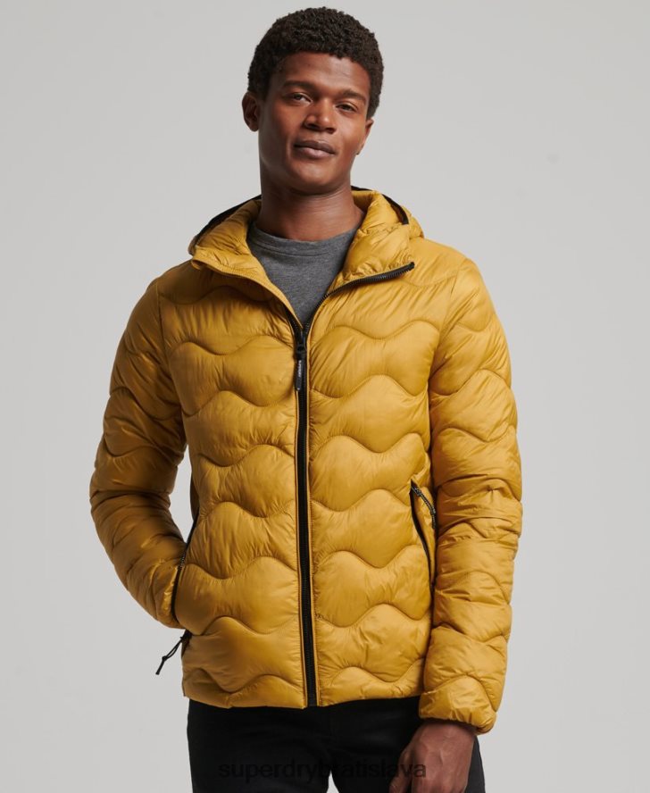 Superdry muži ľahký vatovaný kabát s kapucňou 6B4ZTR1003 oblečenie žltá