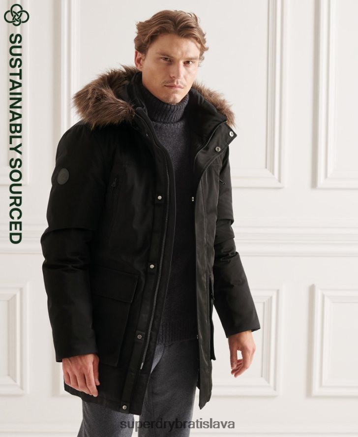 Superdry muži bunda studios everest down parka 6B4ZTR4742 oblečenie čierna