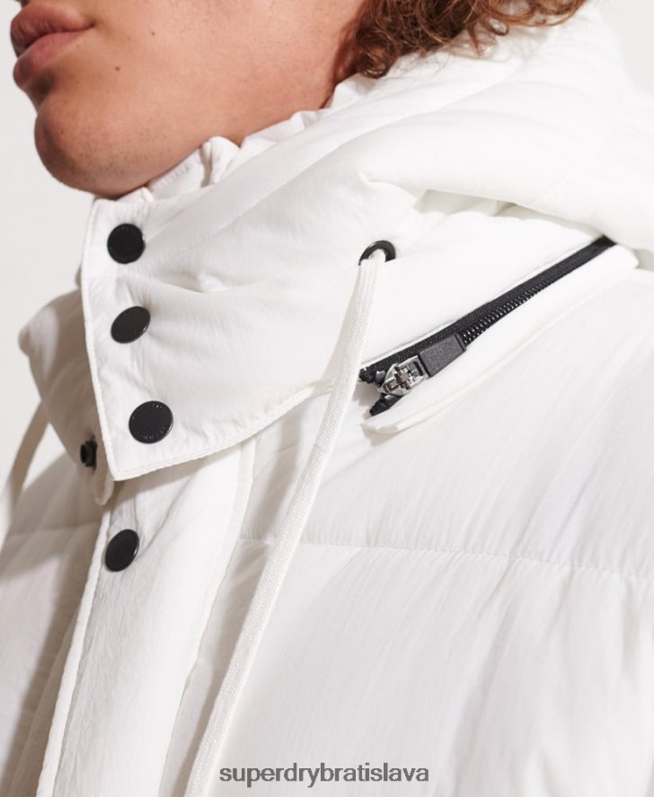 Superdry muži expedičný vatovaný bundový kabát 6B4ZTR4483 oblečenie biely