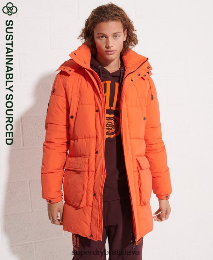 Superdry muži expedičný vatovaný bundový kabát 6B4ZTR4511 oblečenie oranžová