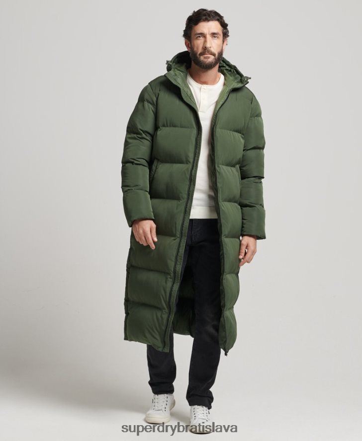 Superdry muži extra dlhý nafukovací kabát 6B4ZTR1028 oblečenie zelená