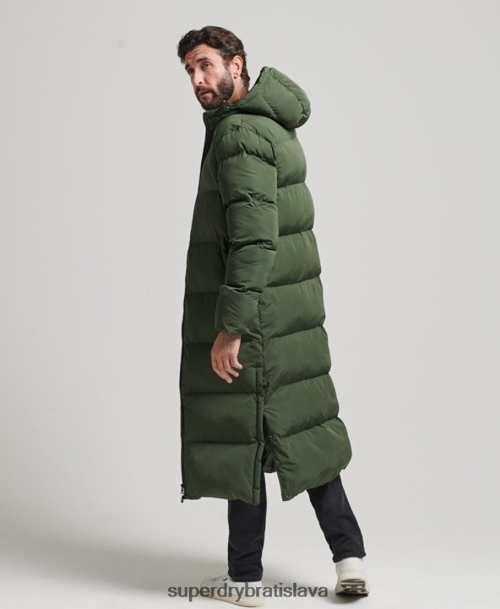 Superdry muži extra dlhý nafukovací kabát 6B4ZTR1028 oblečenie zelená