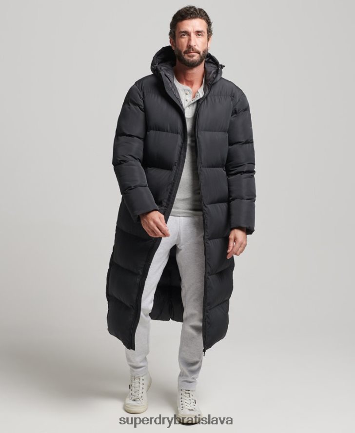 Superdry muži extra dlhý nafukovací kabát 6B4ZTR1057 oblečenie čierna