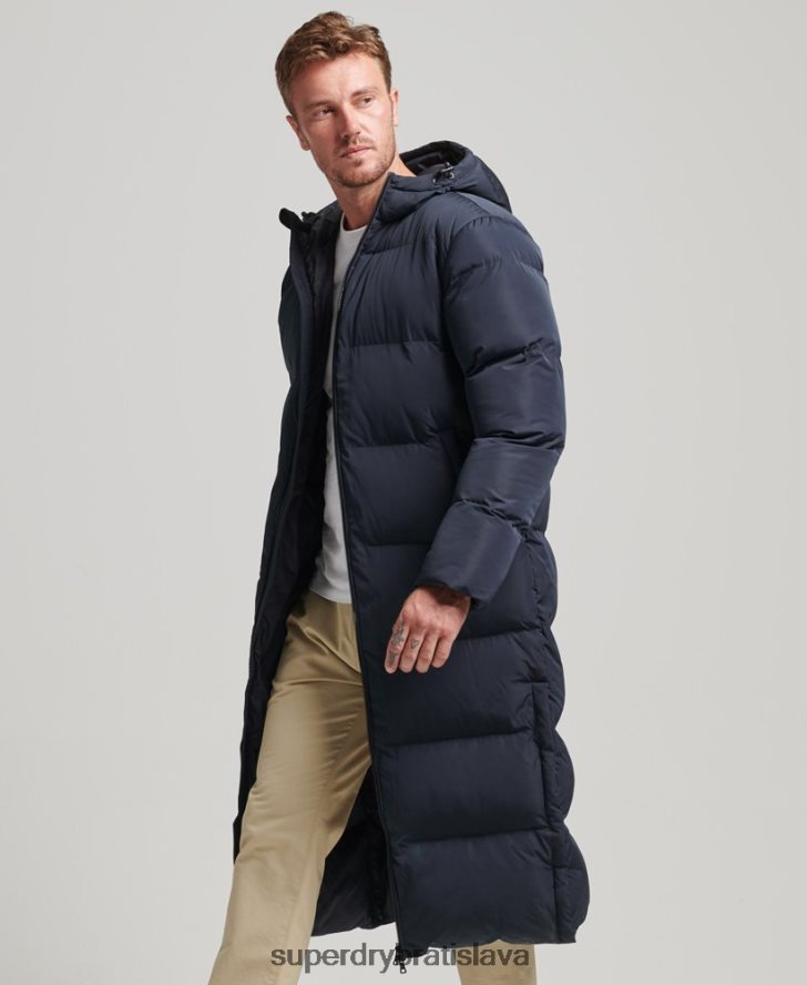 Superdry muži extra dlhý nafukovací kabát 6B4ZTR1058 oblečenie námorníctvo