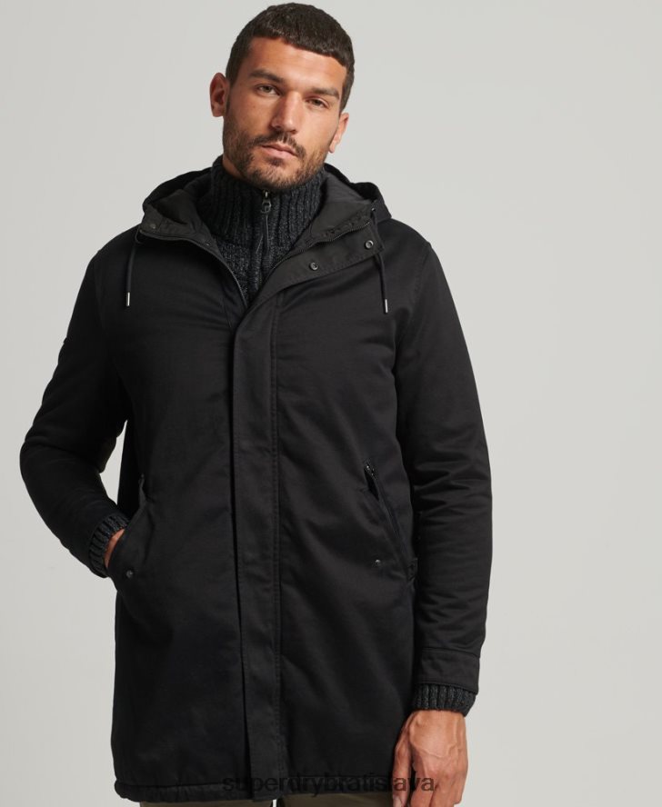 Superdry muži kabát parka s rybím chvostom 6B4ZTR4472 oblečenie čierna