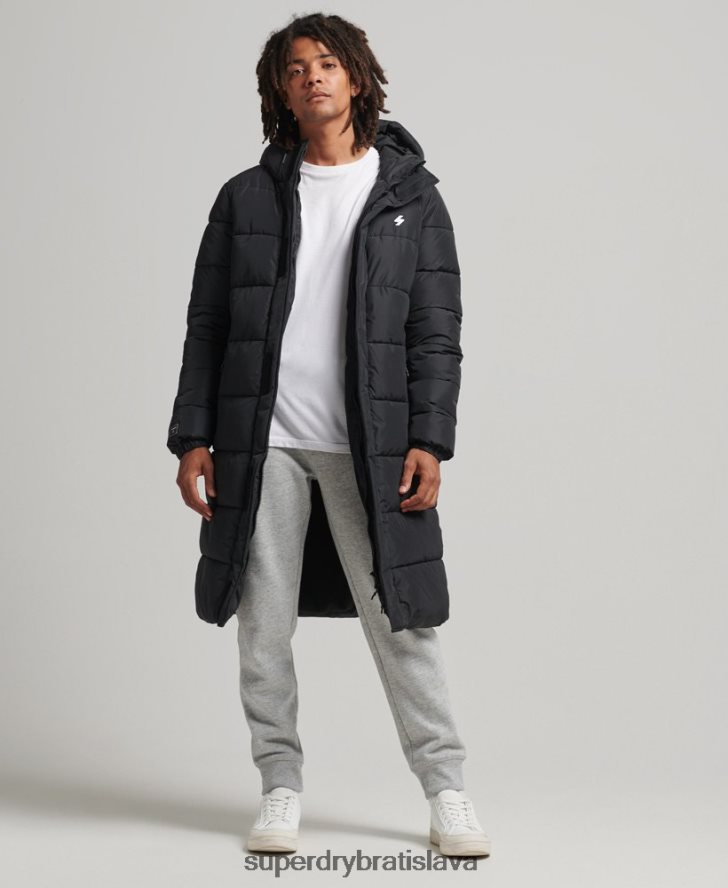 Superdry muži kabát s dlhou šnúrou s kapucňou 6B4ZTR4481 oblečenie čierna