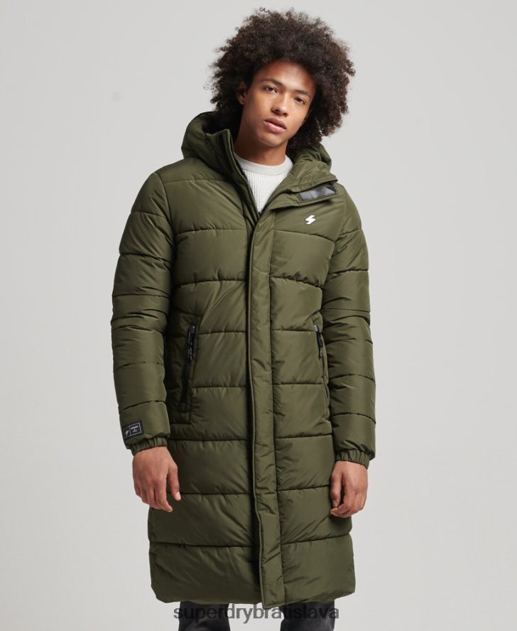 Superdry muži kabát s dlhou šnúrou s kapucňou 6B4ZTR4526 oblečenie kaki