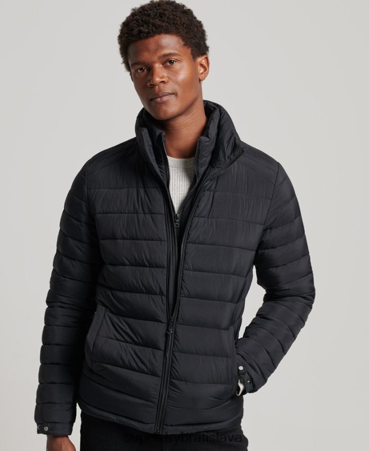 Superdry muži krátky ľahký nadýchaný kabát 6B4ZTR1029 oblečenie čierna