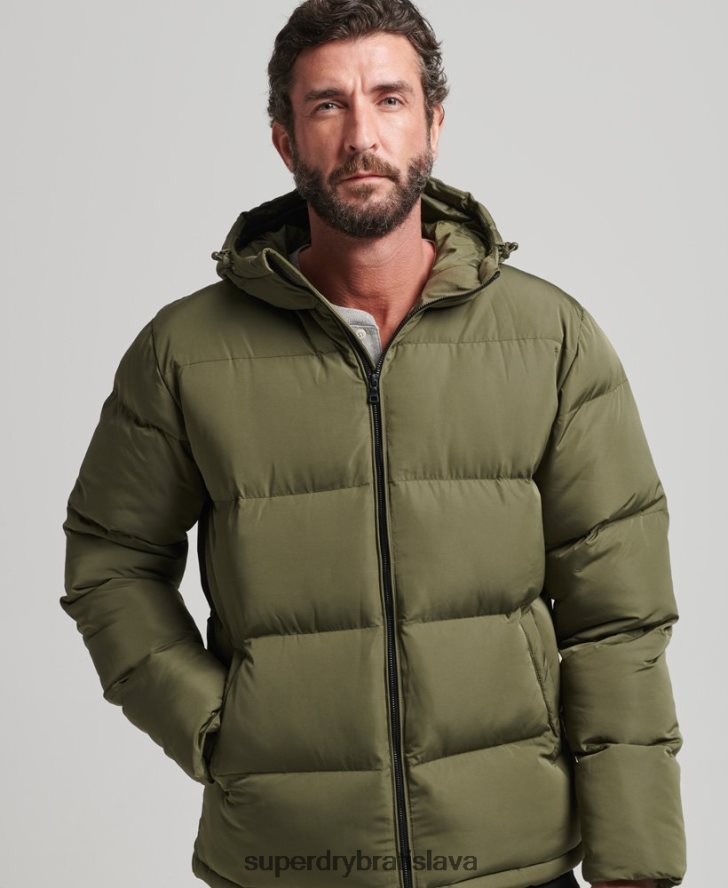 Superdry muži krátky pufer kabát 6B4ZTR989 oblečenie kaki