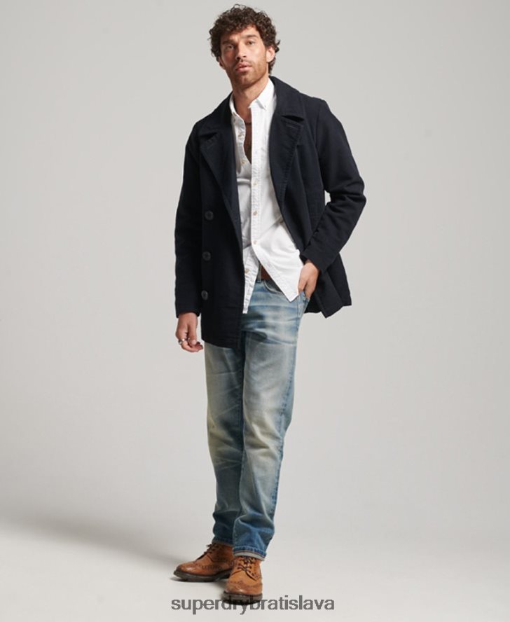 Superdry muži kupecký obchod - moleskin hrachový kabát 6B4ZTR1103 oblečenie námorníctvo