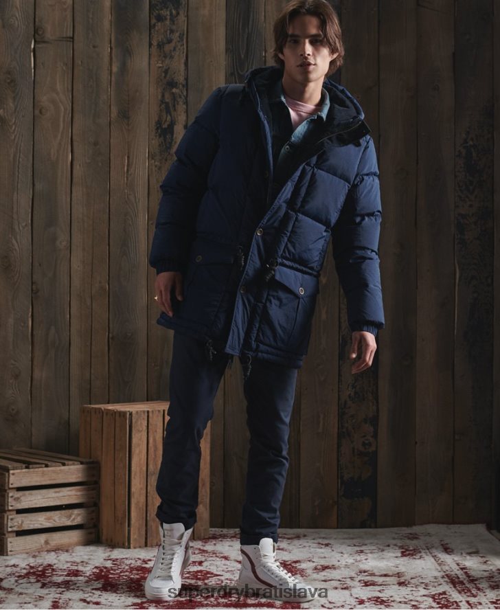 Superdry muži limitovaná edícia suchého parkového kabátu 6B4ZTR1180 oblečenie Modrá