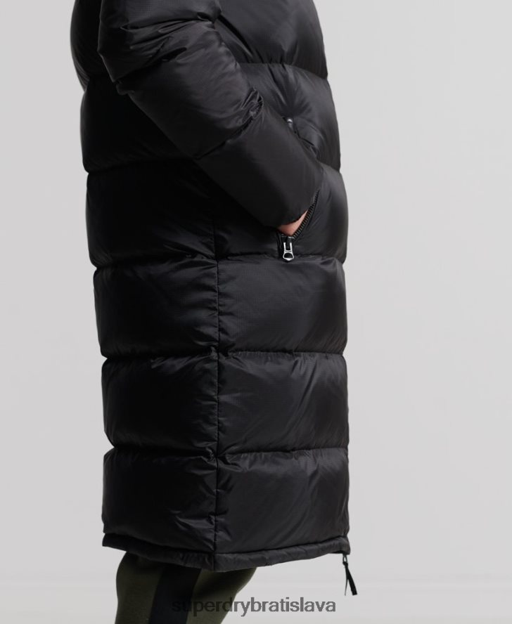 Superdry muži longline down puffer kabát 6B4ZTR4652 oblečenie čierna