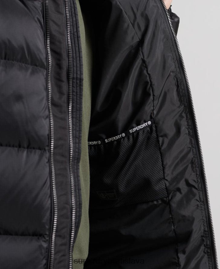 Superdry muži longline down puffer kabát 6B4ZTR4652 oblečenie čierna