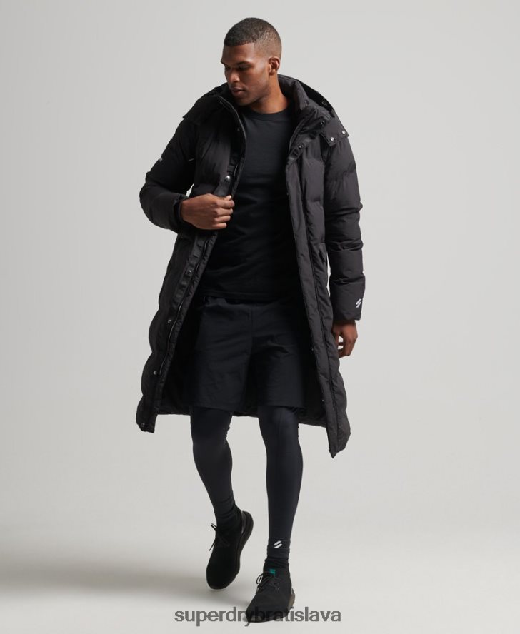 Superdry muži longline puffer kabát 6B4ZTR4489 oblečenie čierna