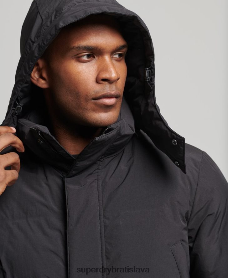 Superdry muži longline puffer kabát 6B4ZTR4489 oblečenie čierna