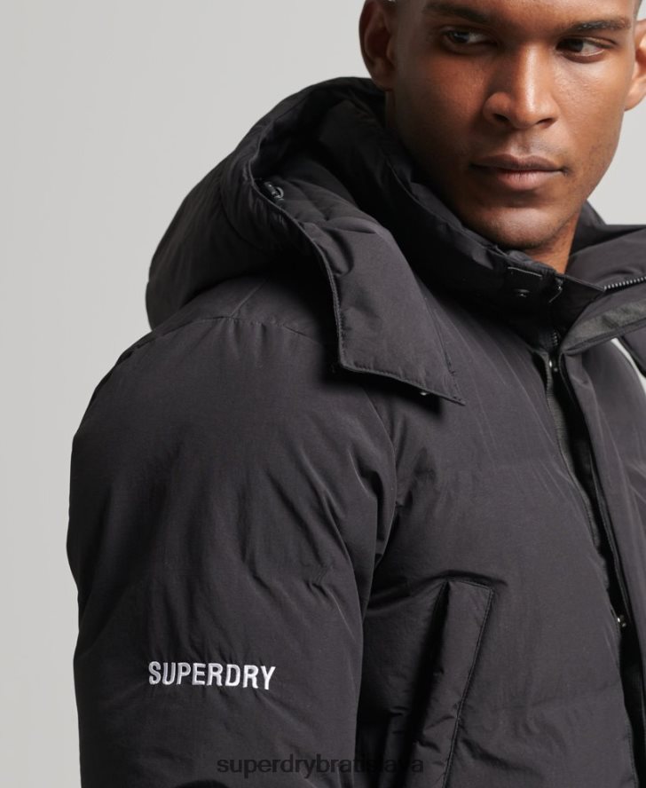Superdry muži longline puffer kabát 6B4ZTR4489 oblečenie čierna