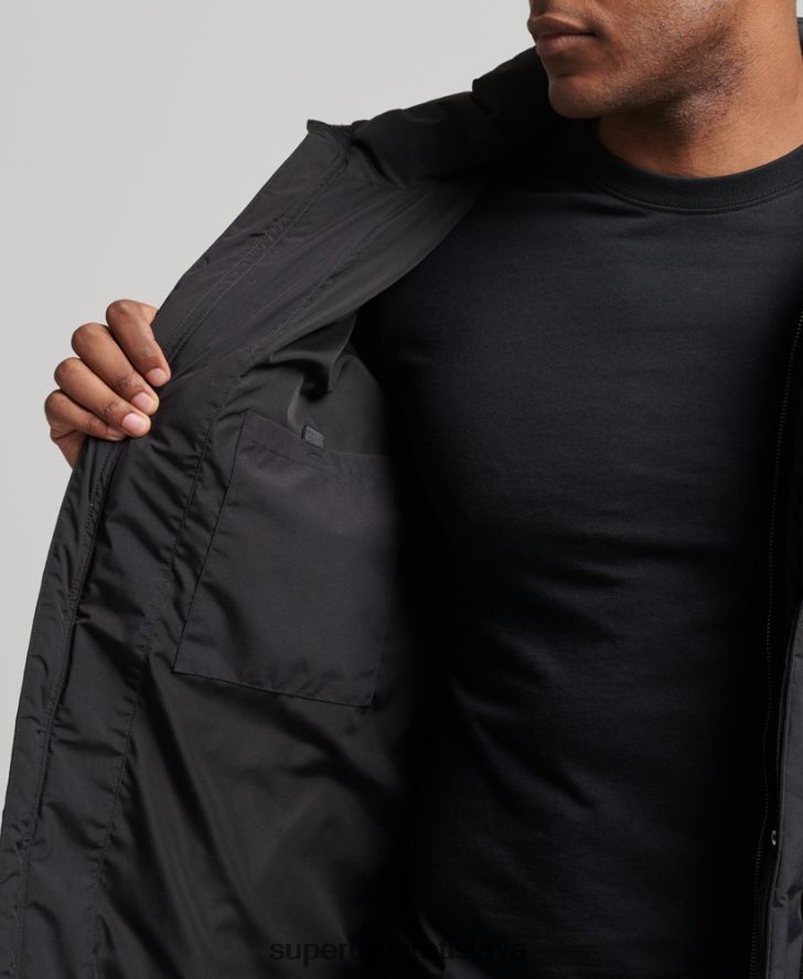 Superdry muži longline puffer kabát 6B4ZTR4489 oblečenie čierna