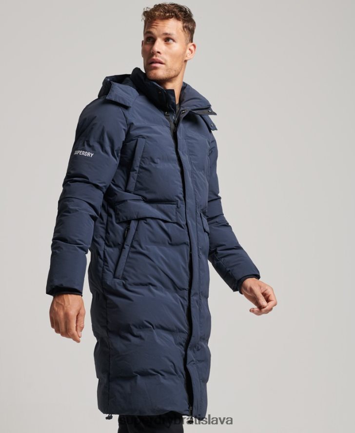 Superdry muži longline puffer kabát 6B4ZTR4583 oblečenie námorníctvo