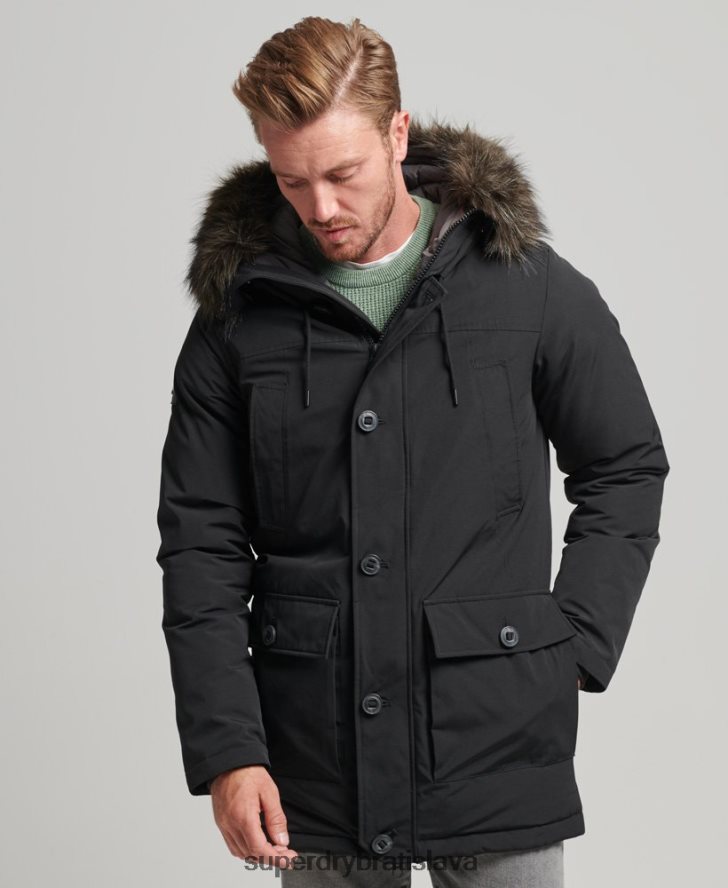 Superdry muži nováčik dole bunda kabát 6B4ZTR4577 oblečenie tmavošedý