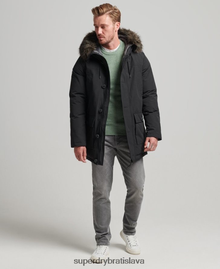 Superdry muži nováčik dole bunda kabát 6B4ZTR4577 oblečenie tmavošedý