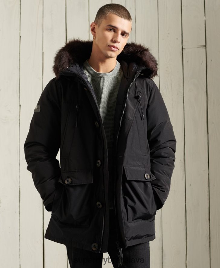 Superdry muži nováčik dole bunda kabát 6B4ZTR4734 oblečenie čierna