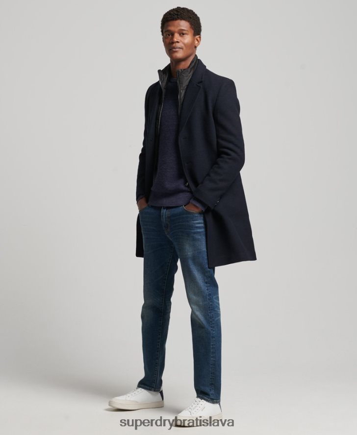 Superdry muži odnímateľná podšívka z vlny do mesta 6B4ZTR1023 oblečenie námorníctvo