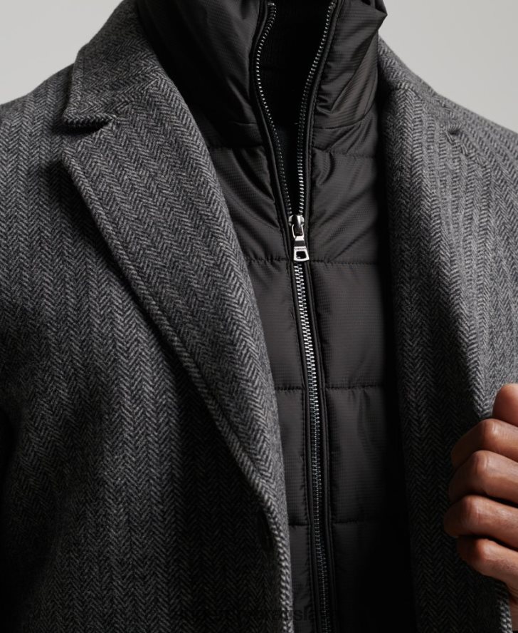 Superdry muži odnímateľná podšívka z vlny do mesta 6B4ZTR1072 oblečenie tmavošedý