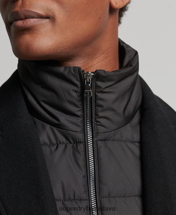 Superdry muži odnímateľná podšívka z vlny do mesta 6B4ZTR1117 oblečenie čierna