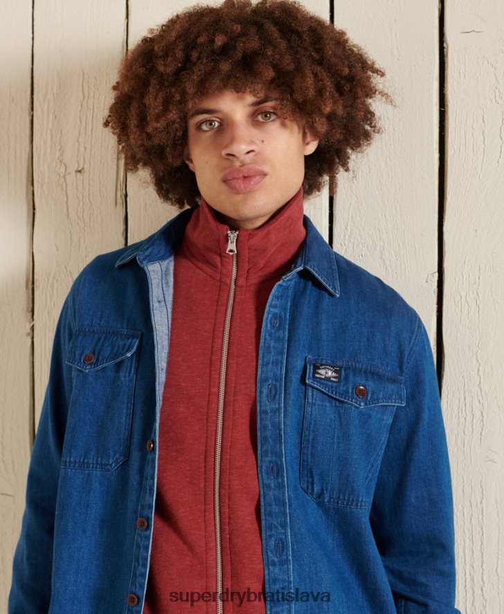 Superdry muži organická bavlna vintage logo zips track top 6B4ZTR5168 oblečenie červená