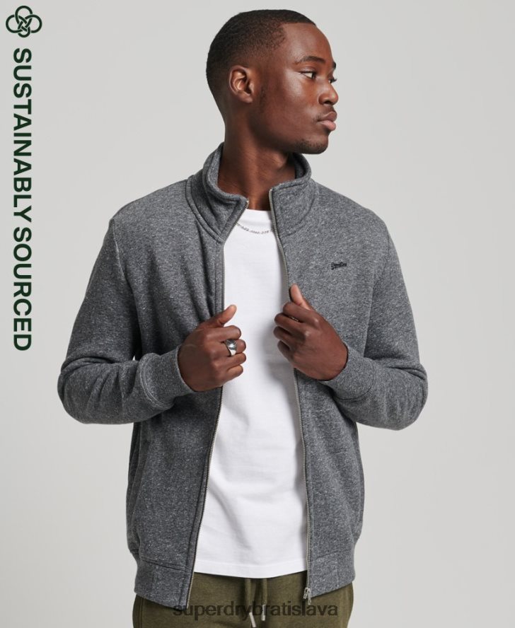 Superdry muži organická bavlna vintage logo zips track top 6B4ZTR6454 oblečenie tmavošedý