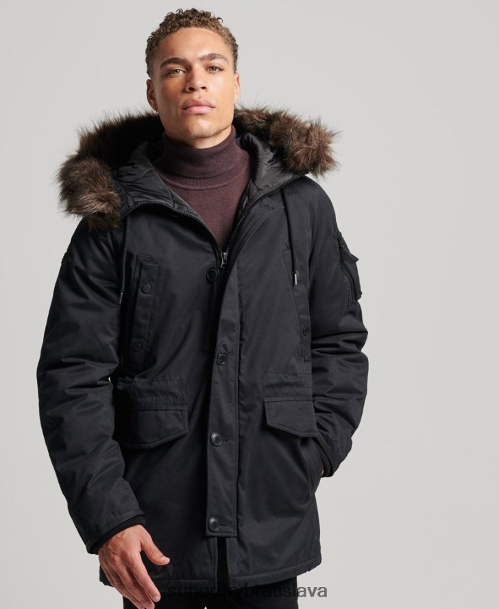 Superdry muži originálny & vintage kabát parka 6B4ZTR4542 oblečenie čierna