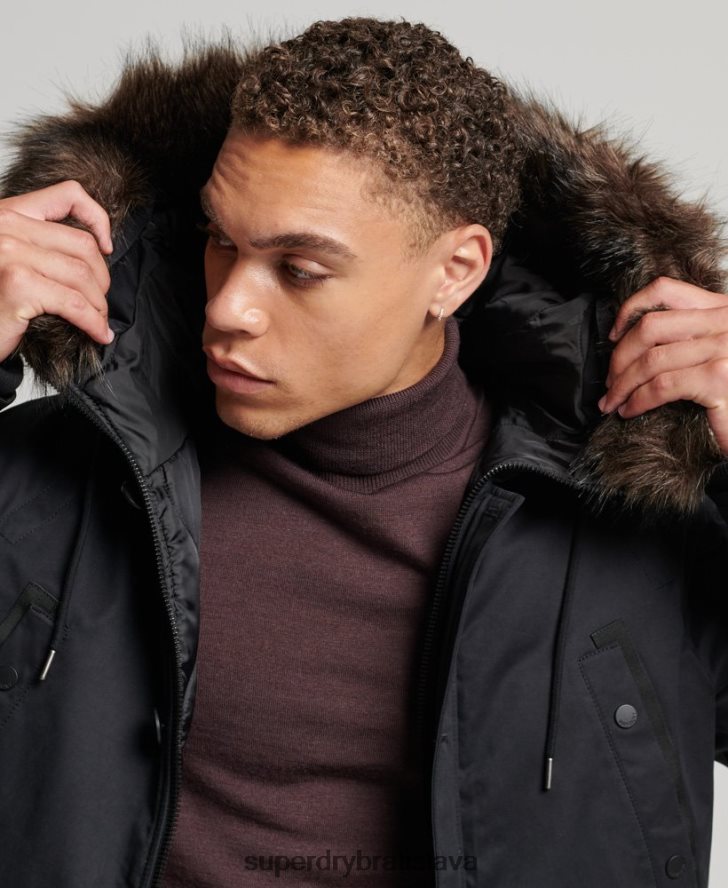 Superdry muži originálny & vintage kabát parka 6B4ZTR4542 oblečenie čierna