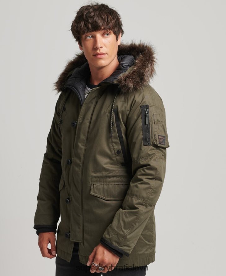 Superdry muži originálny & vintage kabát parka 6B4ZTR4573 oblečenie zelená
