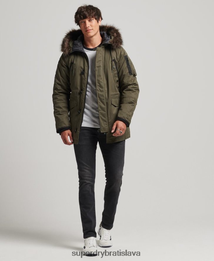 Superdry muži originálny & vintage kabát parka 6B4ZTR4573 oblečenie zelená