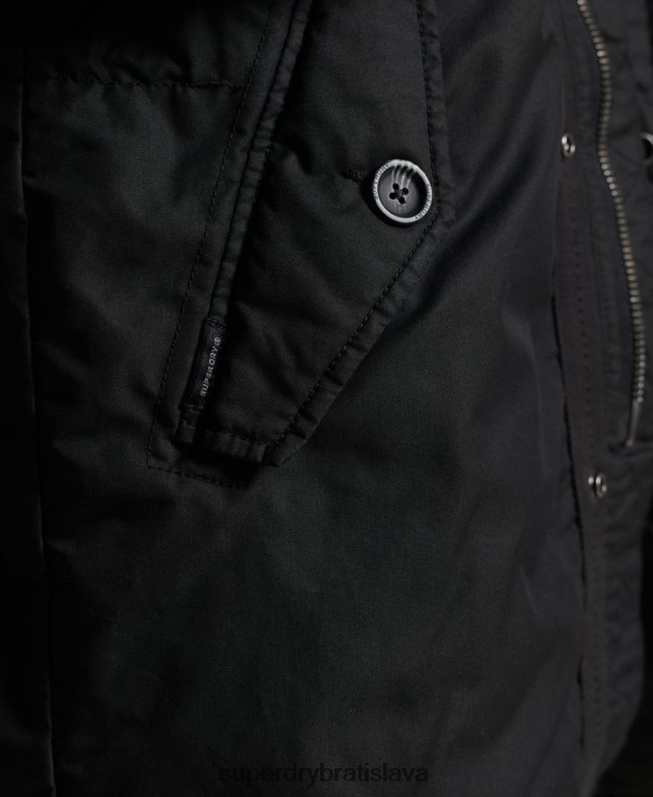 Superdry muži servisný kabát parka z umelej kožušiny 6B4ZTR1171 oblečenie tmavošedý