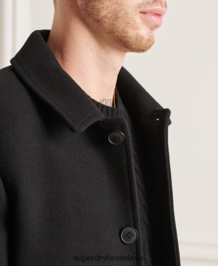 Superdry muži studios vlnený auto kabát 6B4ZTR1150 oblečenie čierna