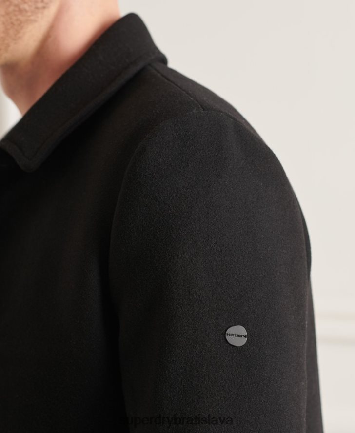 Superdry muži studios vlnený auto kabát 6B4ZTR1150 oblečenie čierna