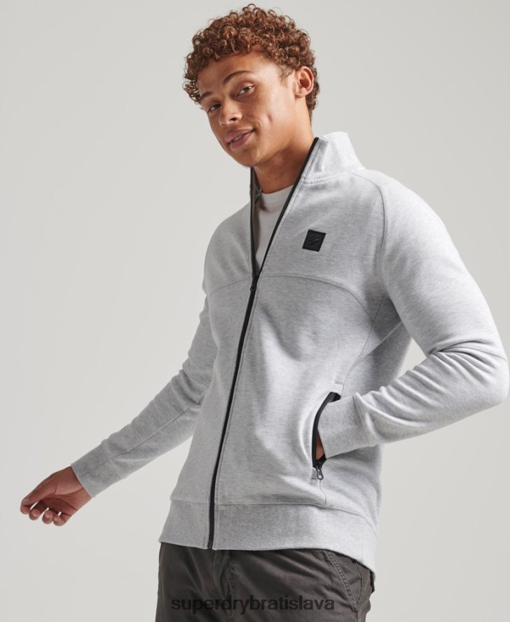 Superdry muži tech track top 6B4ZTR5096 oblečenie sivá