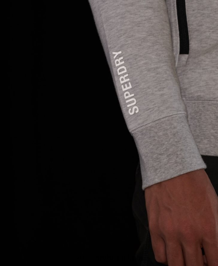 Superdry muži tech track top 6B4ZTR5096 oblečenie sivá