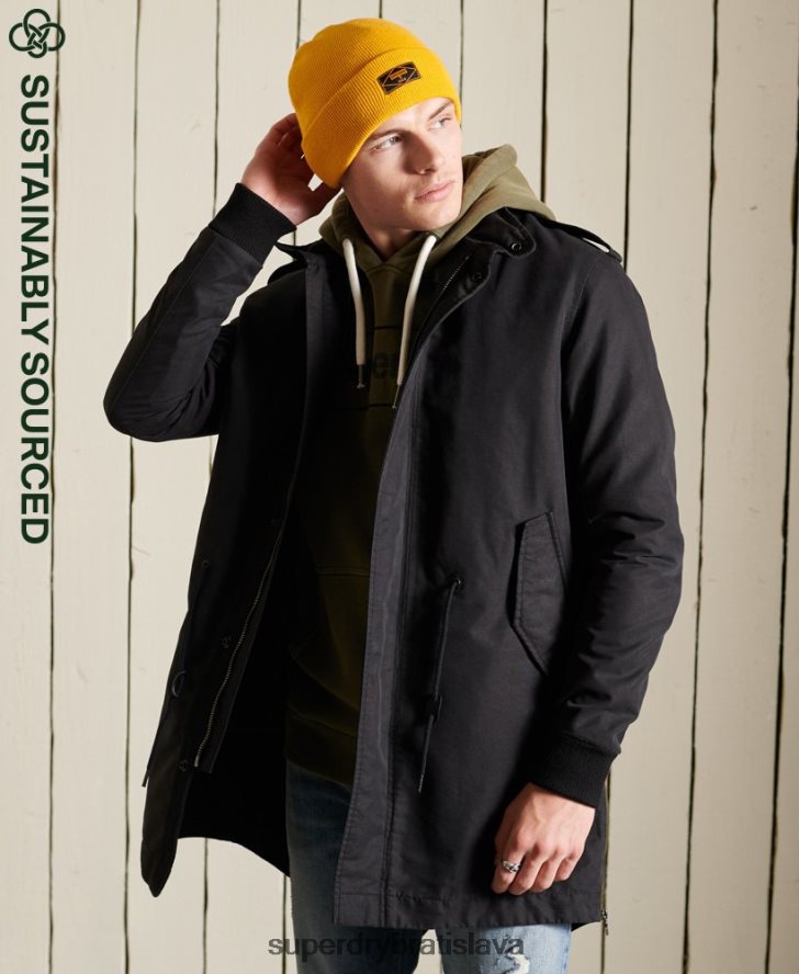 Superdry muži vojenský prémiový kabát parka 6B4ZTR4576 oblečenie tmavošedý