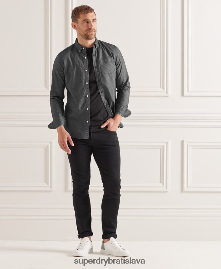 Superdry muži Uni oxford košeľa z organickej bavlny 6B4ZTR221 oblečenie čierna