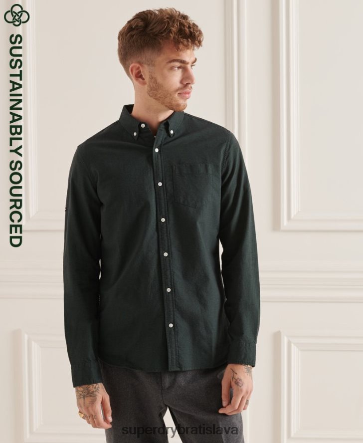 Superdry muži Uni oxford košeľa z organickej bavlny 6B4ZTR226 oblečenie zelená