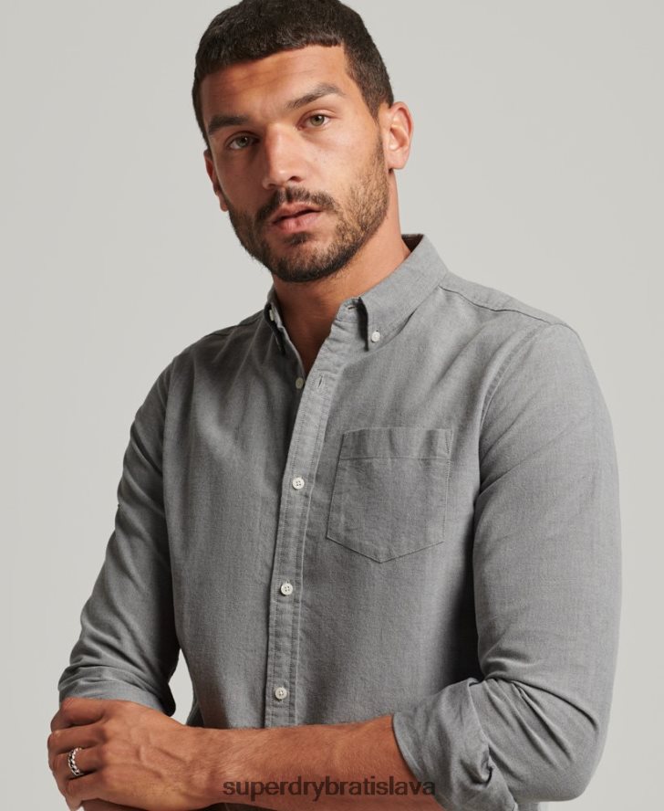 Superdry muži Uni oxford košeľa z organickej bavlny 6B4ZTR6504 oblečenie sivá